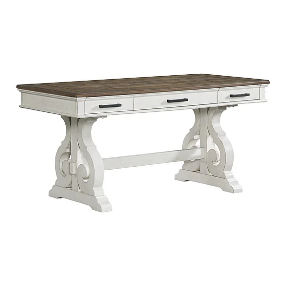 Intercon Furniture Drake Home Office 60" Writing Desk in Rustic White and French Oak DK-HO-6030WD-RFO-C