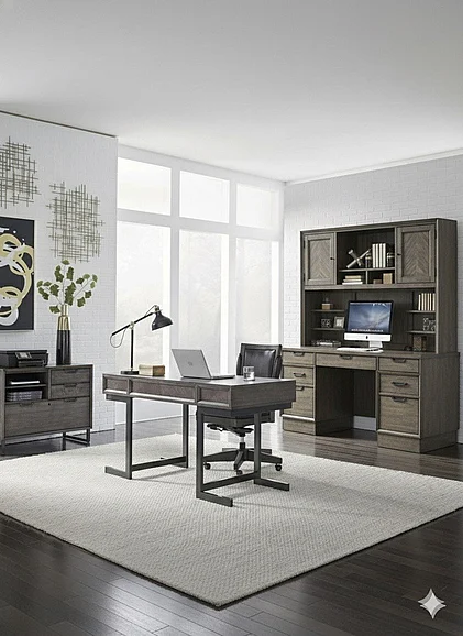 Aspenhome Harper Point 2pc Writing Desk Office Set in Fossil