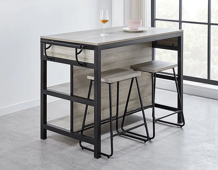Steve Silver Carson 3-Piece Counter Table Set in Weathered Driftwood