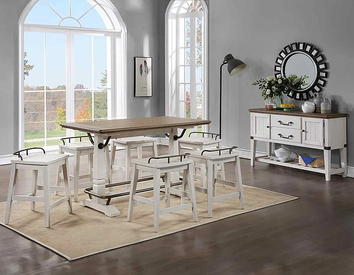 Steve Silver Pendleton 7-Piece Counter Dining Set in Ivory