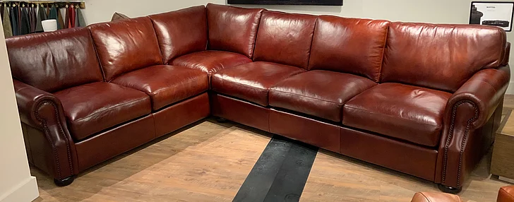 GTR Leather Baxter II All Leather Right Arm Facing Sectional in Soleil Red Brown X35A-33/34-SRB CUSTOM ITEM