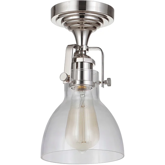 Craftmade State House 1 Light Clear Dome Semi Flush in Polished Nickel X8317-PLN-C CLOSEOUT