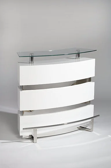 Chintaly Xenia Contemporary Glass Top Bar in Gloss White XENIA-BAR