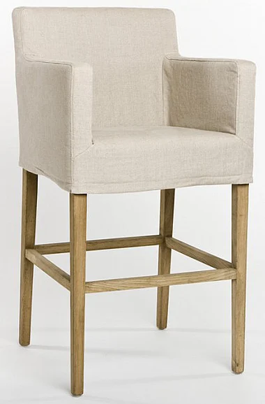 Zentique Avignon Slipcover Bar Stool in Natural (Set of 2) XL2001-Bar Stool E255 A003