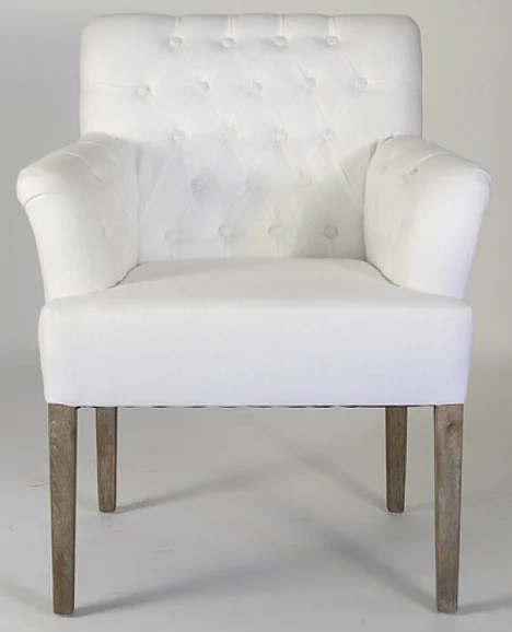 Zentique Barrois Tufted Arm Chair in Ivory White (Set of 2) XL890 E272 IW90