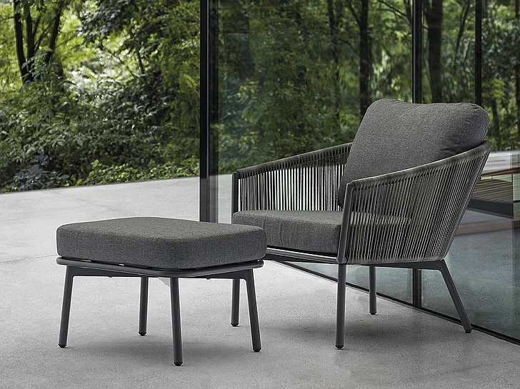 Whiteline Modern Living Yarrow Chair and Ottoman in Gray CH1734-GRY