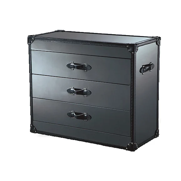 Bethel Black Mirror Three Drawer Chest Table YH02BLK