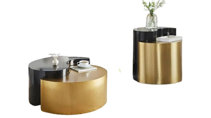 Galaxy Home Ying Yang 2pc Occasional Set in Black and Gold