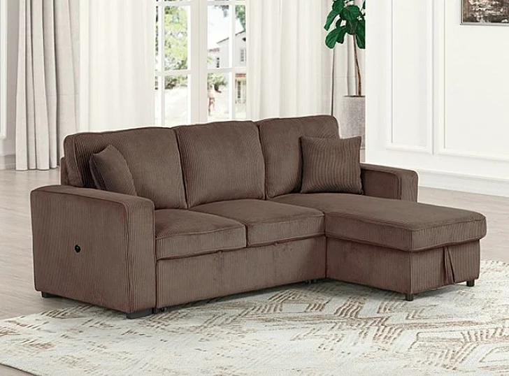 Furniture of America Yves Sectional in Brown FM6964BR-SECT