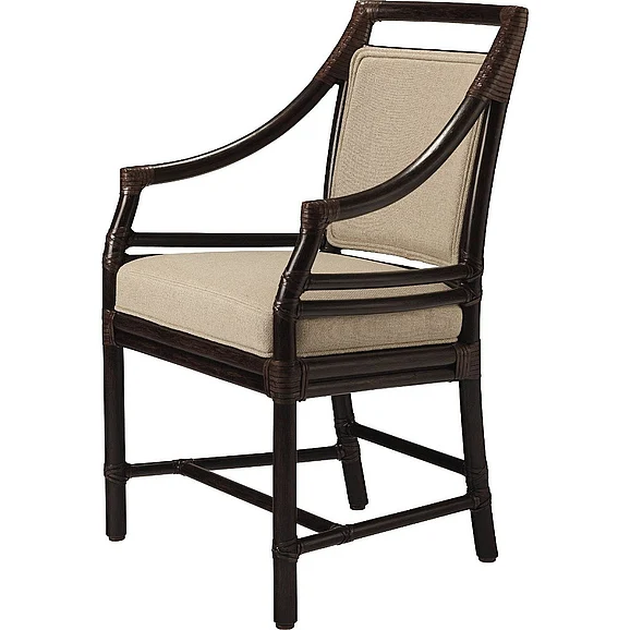 Baker McGuire Rattan Target Arm Chair (Upholstered Back) MCM59B
