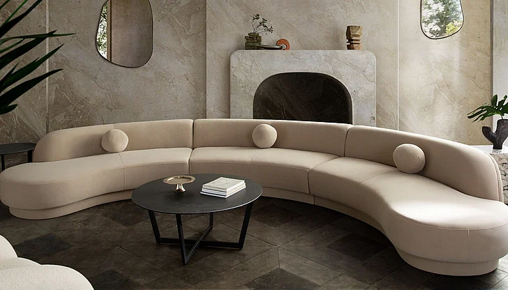 Diamond Sofa Zelda 3pc Curved Modular Set in Light Camel Performance Velvet