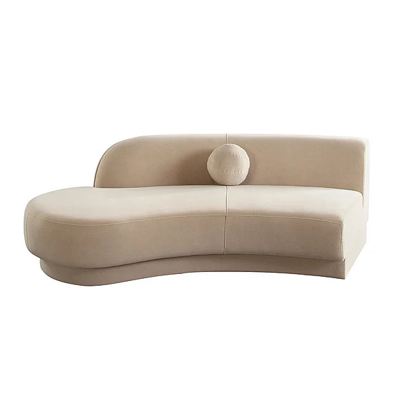 Diamond Sofa Zelda Left-Facing Chaise with 1-Accent Pillow Ball in Light Camel Performance Velvet ZELDALCLCA