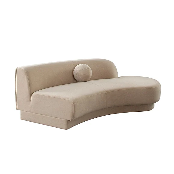 Diamond Sofa Zelda Right-Facing Chaise with 1-Accent Pillow Ball in Light Camel Performance Velvet ZELDARCLCA