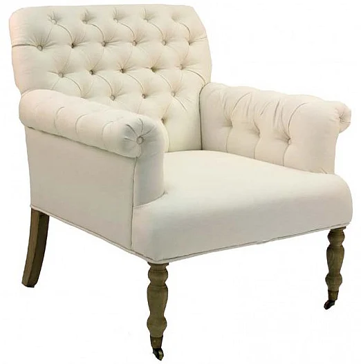 Zentique Lorraine Tufted Arm Chair in Ivory Linen (Set of 2) ZEN026 E255 A026