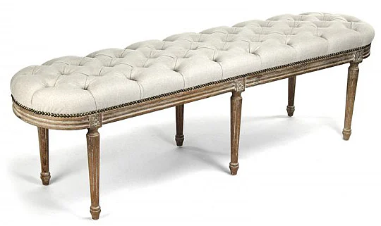 Zentique Michel Tufted Bench in Limed Grey Oak ZEN03 E272 A003