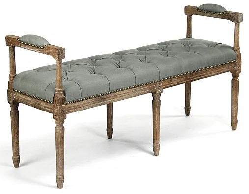 Zentique Nicolas Tufted Bench in Limed Grey Oak ZEN04 E272 I