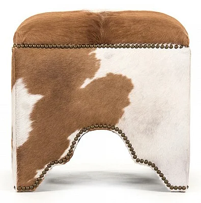 Zentique Willem Cowhide Cubic Stool in Brown/White (Set of 2) ZEN07 CH-BRW