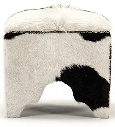 Zentique Willem Cowhide Cubic Stool in Black/White (Set of 2) ZEN07 CH-BW