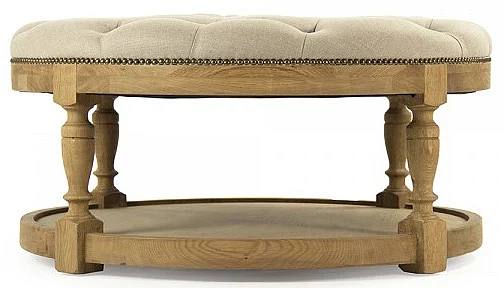 Zentique Tammy Ottoman in Natural ZEN43 E255 A003 w/ Nailhead