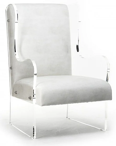 Zentique Acrylic Wingback Chair in White (Set of 2) ZF010