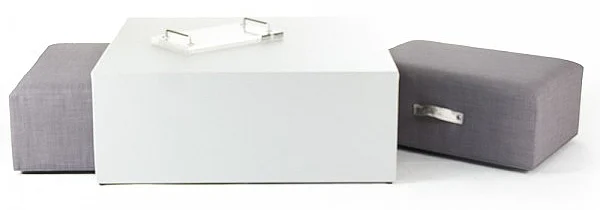 Zentique Martin Coffee Table with Stools in White ZF033