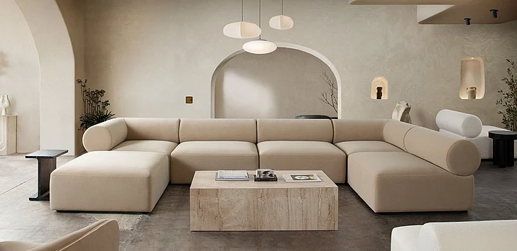 Diamond Sofa Zia 6pc Modular Set in Light Camel Performance Velvet Fabric