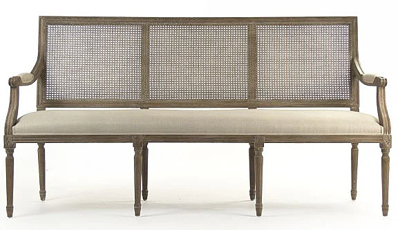 Zentique Louis Cane Back Bench in Limed Gray Oak ZMA014