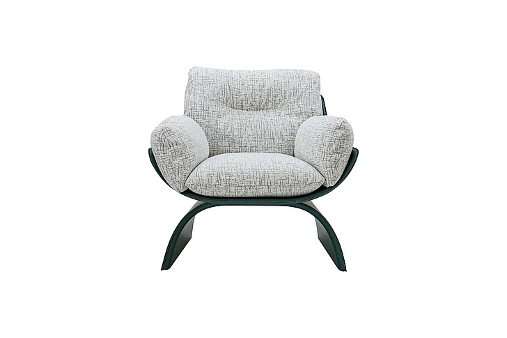 Klaussner Elan Spazio Light Gray Leather Lounge Chair in Light Gray
