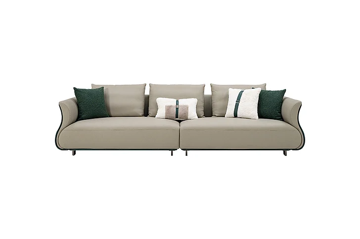 Klaussner Elan Reverie 4-Seater Beige Leather Sofa in Beige