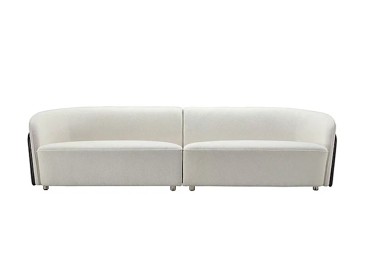 Klaussner Elan Imperio 4-Seater Fabric Sofa w/ Golden Macassar Veneer Base in White