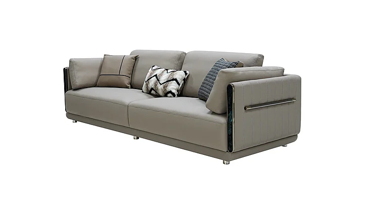 Klaussner Elan Sartoria 3-Seater Leather Sofa in Gray